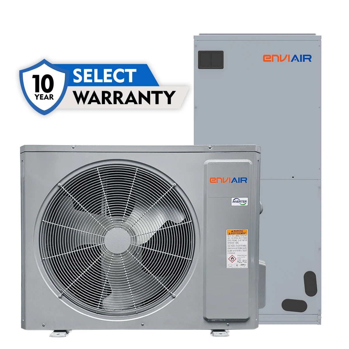 EnviAir FlexxIQ 3-Ton 36,000 BTU 19 SEER Central Air Heat Pump System with Inverter Technology – 230V - ECSS19A36FL230A (Includes Indoor & Outdoor Units)